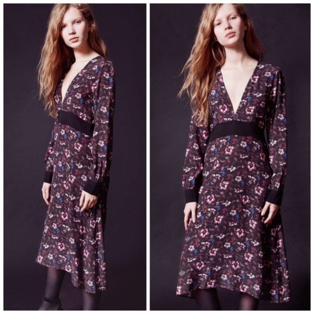 For Love and Lemons Floral V-Neck Midi Dress